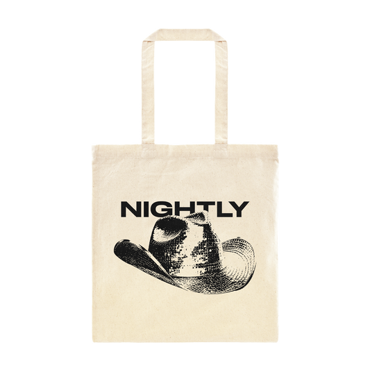 gas station cowboy hat tote bag