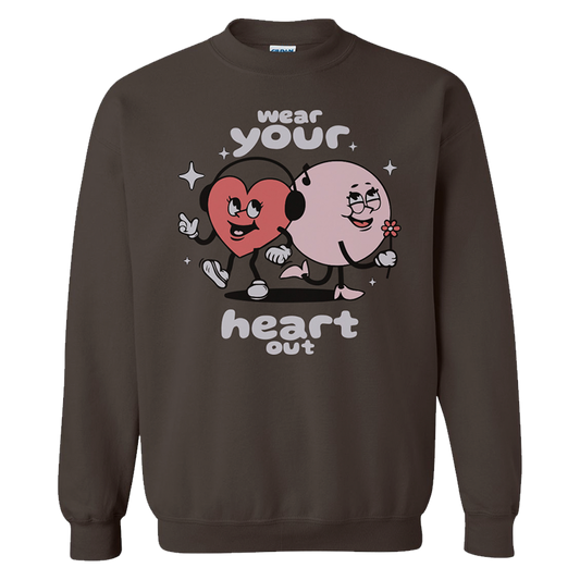 wear your heart out crew - chocolate brown